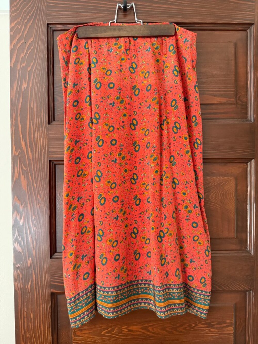 Sézane Silk Button-Front Midi Skirt Coral Floral FR 38 US 6